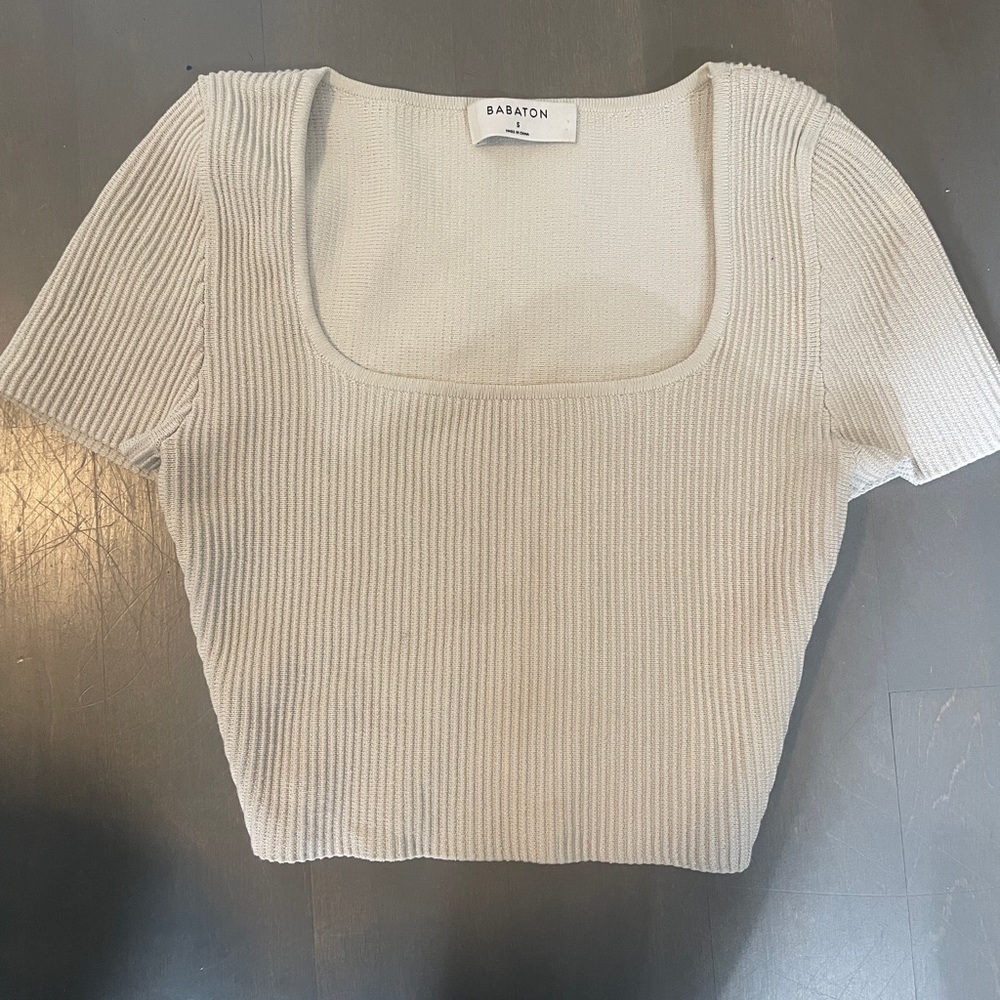 Aritzia Cream Cap Sleeve Fitted Bodysuit